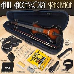 Pyle Electric Violin Stringed Instrument-Student Grade with Accessory kit