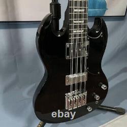 SG Black 8 Strings Electric Bass Guitar String Thru Body HH Pickups in Stock