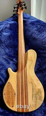 SJ Custom Guitars, 6 string bass, Burl, ebony hipshot tuners, bartolini bh2