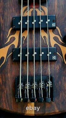 SJ Custom Guitars THE FLAME 5 string bass, nordstrand Pickups, Hipshot Tuners