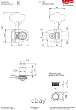 Schaller 2x2 Nickel BM German Bass Guitar Tuners. 71 Split