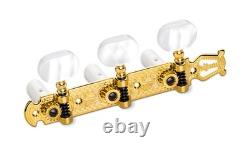 Schaller Germany 3x3 Classic Lyra Classical Guitar Tuners Gold/Pearl
