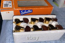 Schaller Gold 3x3 3+3 M6-G 180 503 Guitar Tuners Rosewood Buttons NEW IN BOX #28