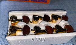 Schaller Gold 3x3 3+3 M6-G 180 503 Guitar Tuners Rosewood Buttons NEW IN BOX #28