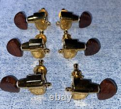 Schaller Gold 3x3 3+3 M6-G 180 503 Guitar Tuners Rosewood Buttons NEW IN BOX #28