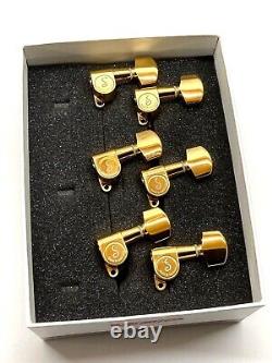 Schaller Gold 6 Inline M6 Mini Sealed Tuners Strat/Tele Guitar TK-0960-002