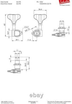 Schaller M4 90 2L/2R BLACK CHROME Lightweight Bass Tuners NEW