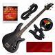 Schecter OMEN-4 4-String Bass Guitar, Gloss Black with Tuner and Accessory Bundl