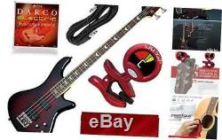 Schecter Stiletto Extreme-4 Bass Guitar (4 String, Black Cherry) with Tuner and