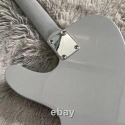 Silver Space Cadet Electric Bass Guitar HH Pickups Trapeze Tailpiece 4 Strings
