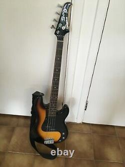 Silvertone Bass Guitar with deluxe case, strap, tuner, cord