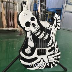 Skull Shape 4 String Electric Bass Guitar Rosemood Fingerboard Fixed Bridge