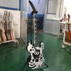 Skull Shape 4 String Electric Bass Guitar Rosemood Fingerboard Fixed Bridge