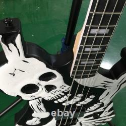 Skull Shape 4 String Electric Bass Guitar Rosemood Fingerboard Fixed Bridge