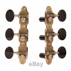 Sloane Classical Tuners, Stippled Bronze Baseplates, Ebony knobs, black rollers