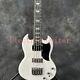 Snow White SG Electric Bass Guitar 8 String HH Pickups Thru Body Chrome Hardware