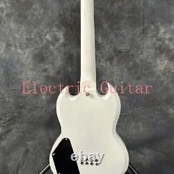 Snow White SG Electric Bass Guitar 8 String HH Pickups Thru Body Chrome Hardware