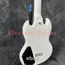 Snow White SG Electric Bass Guitar 8 String HH Pickups Thru Body Chrome Hardware