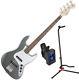 Squier 0310760581 AFFINITY J BASS RW SLICK SILVER with Stand and Tuner