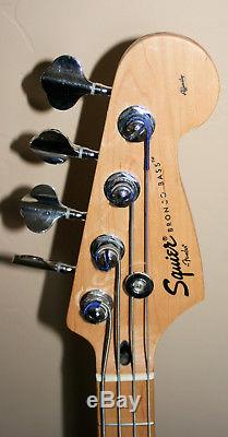 Squier Affinity Bronco Electric Bass Guitar Modified, new pickup, bridge tuner