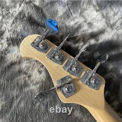 Stingray White Electric Bass Guitar 5 String HH Pickups Fixed Bridge Open Tuner