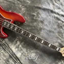 Sunset Jazz Electric Bass Guitar 4 String Fretboard Inlay SS Pickups Open Tuner