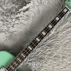 Surf Green Electric Bass Guitar 4 Strings HH Pickups Trapeze Tailpiece Bridge