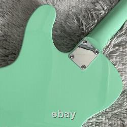 Surf Green Electric Bass Guitar 4 Strings HH Pickups Trapeze Tailpiece Bridge