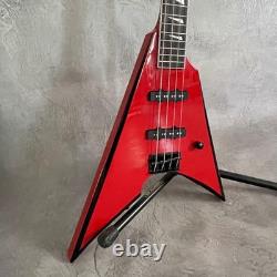 Swallow Tail V Electric Bass Guitar Black Part SS Pickups Rosewood Fretboard