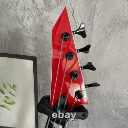 Swallow Tail V Electric Bass Guitar Black Part SS Pickups Rosewood Fretboard