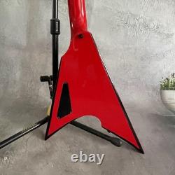 Swallow Tail V Electric Bass Guitar Black Part SS Pickups Rosewood Fretboard