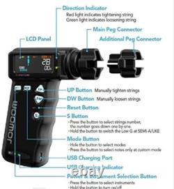 T2 Automatic Guitar & Ukulele Tuner with 180RPM Electric String Winder Black