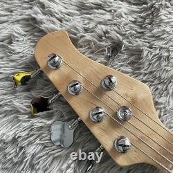 Transparent Yellow Electric Bass Guitar 5 Strings H Pickup Maple Fingerboard
