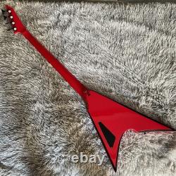 US 4 Strings Swallow Tail V Red Electric Bass Guitar Black Edge Chirtsmas Gift