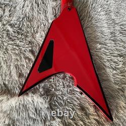 US 4 Strings Swallow Tail V Red Electric Bass Guitar Black Edge Chirtsmas Gift