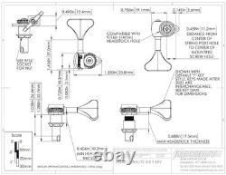Ultralite Bass Guitar Tuner Set 4 Black Tuners 3/8 Post Size 2 Bass Si