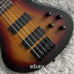 Unbranded Matt Tobacco Burst Electric Bass Guitar HH Pickup 5 Strings Maple Neck
