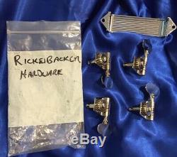 VINTAGE 1960s USA RICKENBACKER 4001 bass guitar tuners (4) with hand rest