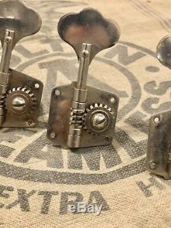 Vintage 1950's Fender Precision Bass Guitar Tuners 1952-1957 Nickel Complete Set