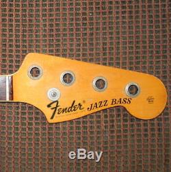 Vintage 1968 Fender Jazz Bass Guitar Neck with Tuner Ferrules & String Tree! Nice