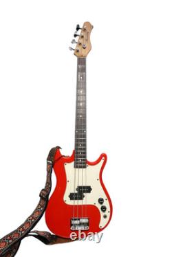 Vintage Harmony Short Scale Electric Bass Guitar Red New Tuners