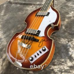 Violin Vintage Sunburst BBT Electric Bass Guitar HH Pickup Chrome Hardware Stock