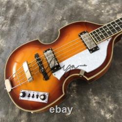 Violin Vintage Sunburst BBT Electric Bass Guitar HH Pickup Chrome Hardware Stock