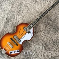 Violin Vintage Sunburst BBT Electric Bass Guitar HH Pickup Chrome Hardware Stock