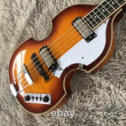 Violin Vintage Sunburst BBT Electric Bass Guitar HH Pickup Chrome Hardware Stock