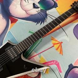 Wash Dime Stealth Silver Electric Guitar & Black Hardware Tuners 6 strings Top