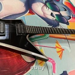 Wash Dime Stealth Silver Electric Guitar & Black Hardware Tuners 6 strings Top