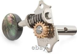 Waverly Guitar Tuners with Black Pearl Knobs for Slotted Pegheads, Nickel, 3L/3R