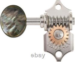 Waverly Guitar Tuners with Black Pearl Knobs for Slotted Pegheads, Nickel, 3L/3R