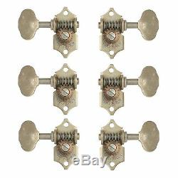 Waverly Guitar Tuners with Butterbean Knobs, Solid Peghead, Relic nickel, 3L/3R